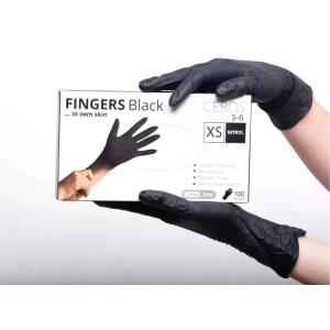 Нитриловые перчатки CEROS, Fingers BLACK Черные 1х100 шт.